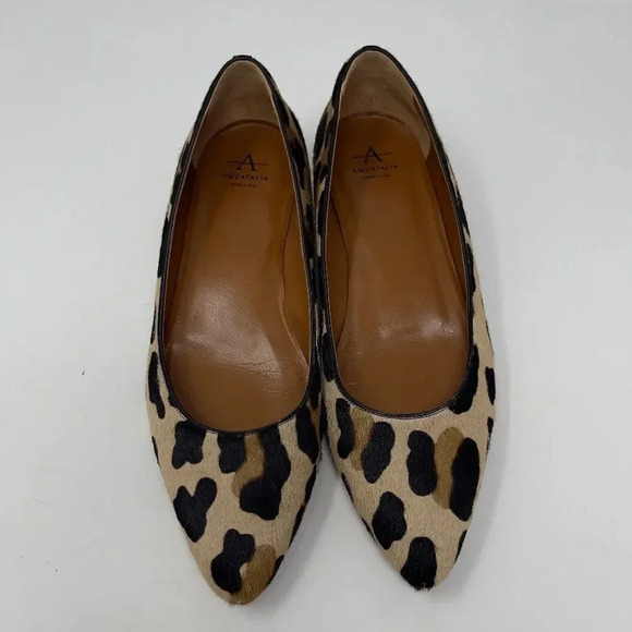 Aquatalia Brown Mohair Animal Print Shoe - Picture 2 of 9
